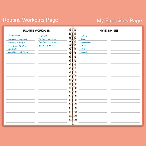 Fitness Planner Workout Log Book - A5 Pink Cover for Tracking