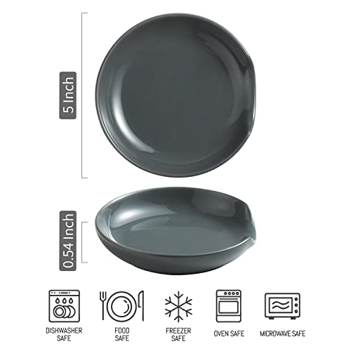 5-Inch Ceramic Spoon Rest for Stove Top - Gray Kitchen Utensil Holder