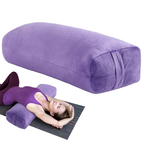 Yoga Bolster Pillow for Meditation - Rectangular Cushion, Purple