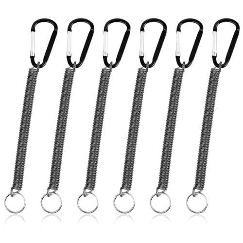 Heavy Duty Fishing Lanyards - 6 Pack Retractable Coil Keychains