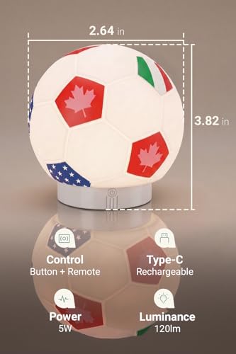 Soccer Ball LED Night Light - USB Rechargeable with 15+ Modes