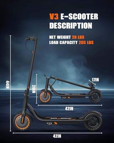 Electric Scooter V3 - 350W Motor, 19 MPH, 28 Mile Range, Black & Orange