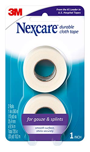 Durable Cloth Medical Tape, 1in x 10yds, 2 Rolls - Strong Adhesive for Wound Dressing