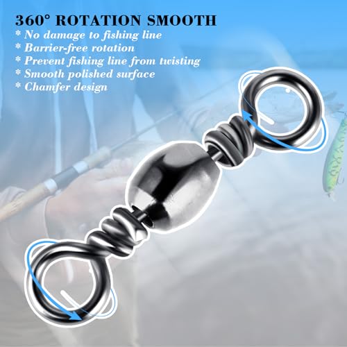 Fishing Barrel Swivels - 100Pcs High Strength Steel 7#