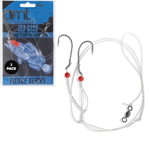 Sea Bass Hi-Lo Fishing Rigs - 1 Pack, 3/0 Bait Hook, 60lb Mono