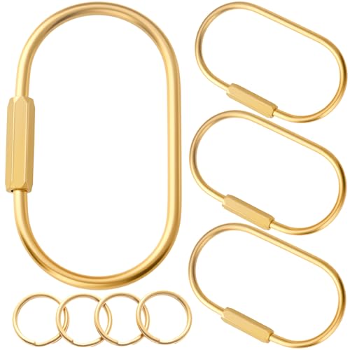 Gold Carabiner Keychain Clip with Lock - 1.2"x2.4" - 2Pcs