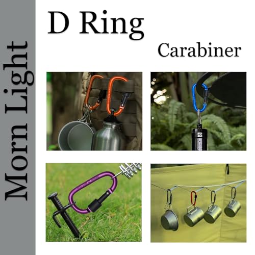 3-Inch D-Shape Locking Carabiner Clips - Multicolor Set of 6