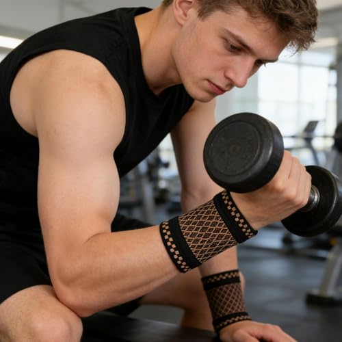 Copper Wrist Compression Brace - 2 Pcs Breathable Support Sleeves