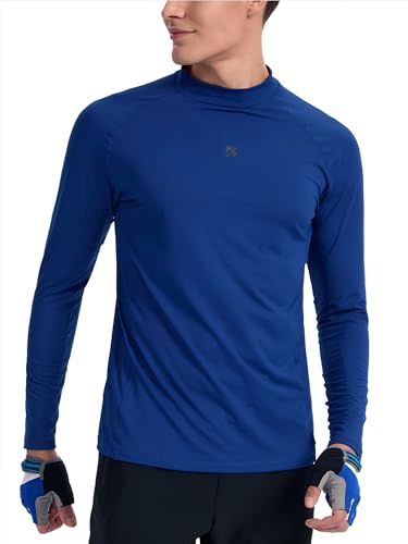 Men's Long Sleeve Turtleneck Workout Shirt - Blue, 3X-Large