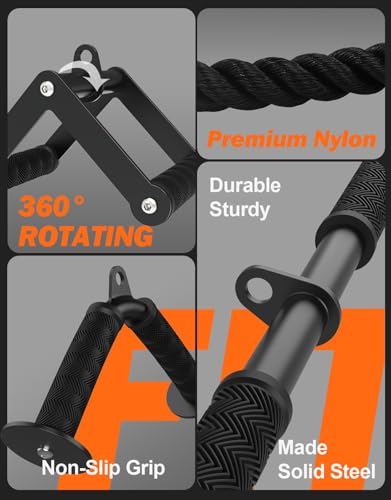 Cable Machine Attachment Set - 4-Piece LAT Pulldown Accessories for Upper Body Training