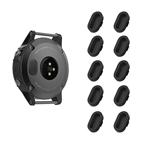 10-Pack Silicone Charging Port Dust Plugs for Smart Watches - Black