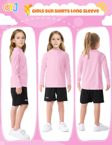Long Sleeve Rash Guard Swim Shirt for Boys - Light Pink, 5-6 Years, UPF 50+