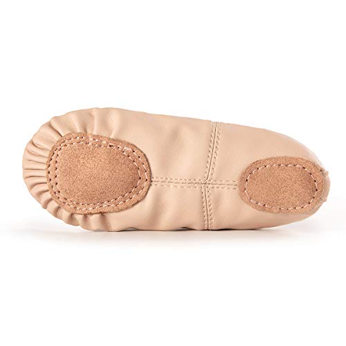 Ballet Shoes for Girls & Toddlers - Leather Yoga Slippers, Size 1.5 Little Kid / Nude