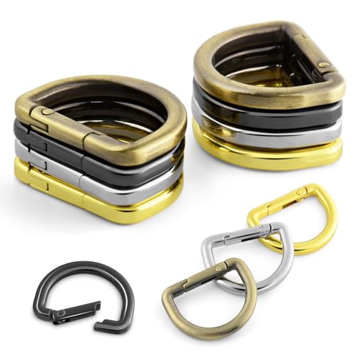 12pcs Assorted 1 Inch Spring D Ring Purse Clips - Metal Carabiner Keychains & Bag Hardware