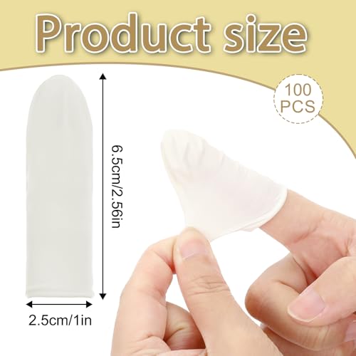 100 Pcs Disposable Silicone Finger Cots - Medium Protective Fingertips - White