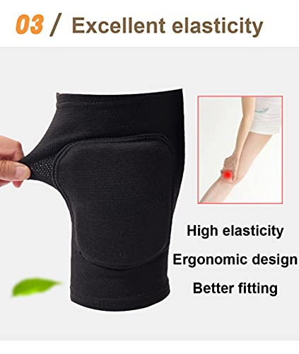 Knee Pads for Women - Soft Shock Absorbent Knee Protectors - Black, M