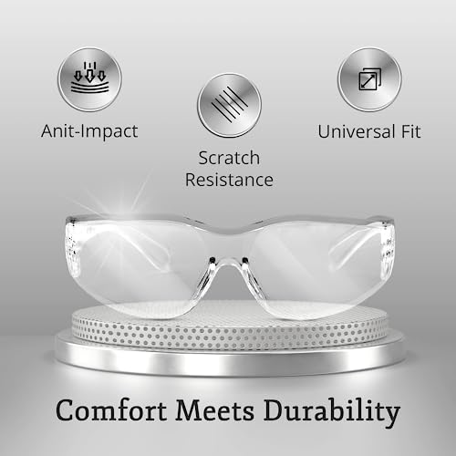 Aqulius Safety Glasses - 24 Pack, Clear Frame - Anti-Fog Protective Eyewear with Side Shields for Men & Women - Over Eyeglasses Eye Protection for Shooting & Construction