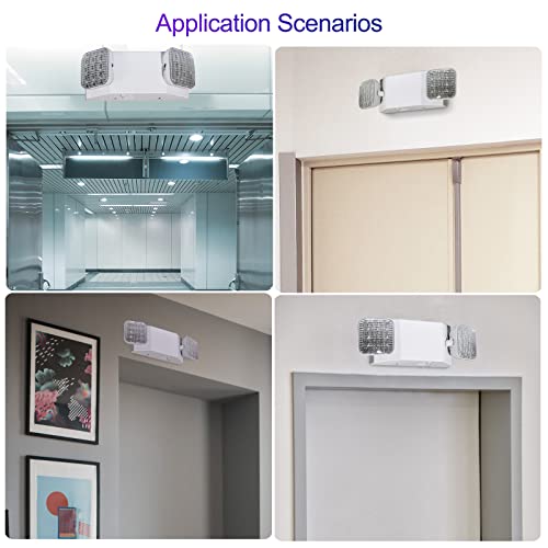 TANLUX LED Emergency Lights with Battery Backup, Two Head Adjustable Commercial Emergency Lights, UL Listed, AC 120/277V, Hardwired Exit Light Fixtures - 2 Pack (White)