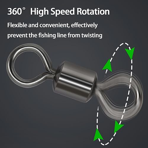 Micro Fishing Swivels - Lightweight 60 Pack Combo in 3 Sizes
