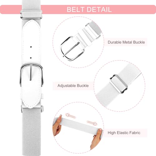 Elastic Baseball Socks and Belt Combo Set - Large, White with Black
