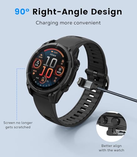 2-in-1 Smartwatch Charging Cable for Garmin, 3.3ft USB-C & USB-A - Grey