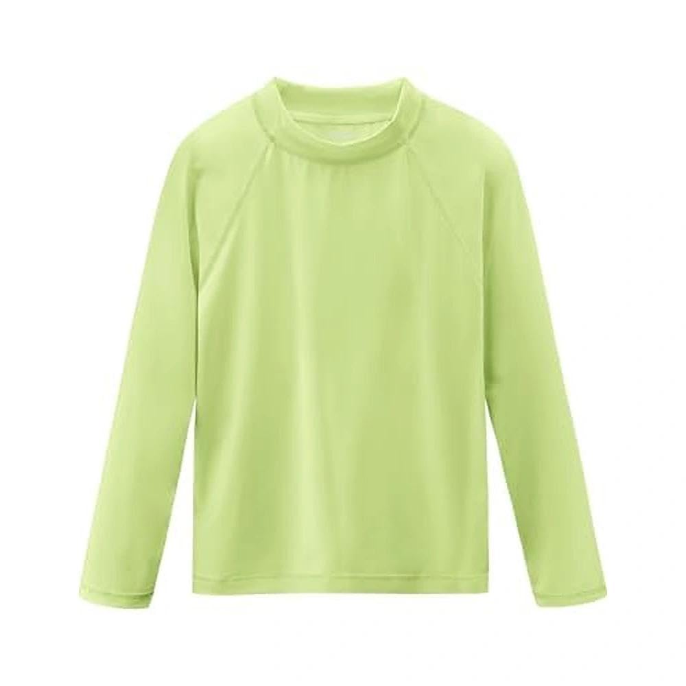 Boys Swim Shirt Long Sleeve Rash Guard Kids UPF 50+ Sun Beach Water Shirts Swimwear Rashguard for YouthSun Water Fishing Swimming Swim Top Milk Green Size 14-16