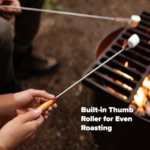Telescoping Roasting Fork - 34" Stainless Steel Skewer with Wooden Handle