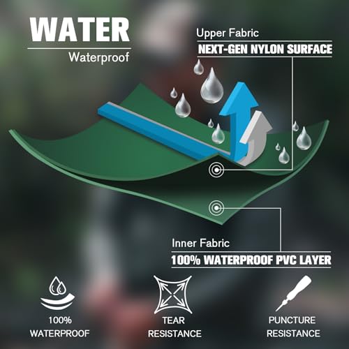 Trudave Waterproof Chest Waders for Men and Women with Boots, 2-Ply Nylon/PVC, Green, M12