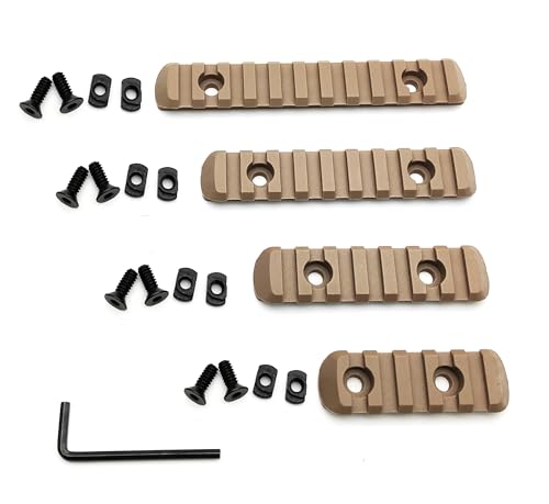 Polymer Picatinny Rail Sections Kit - 4-Pack, 5/7/9/11 Slots, Tan