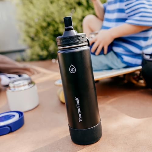 ThermoFlask 32 oz Navy Insulated Stainless Steel Water Bottle with Leakproof Spout Lid