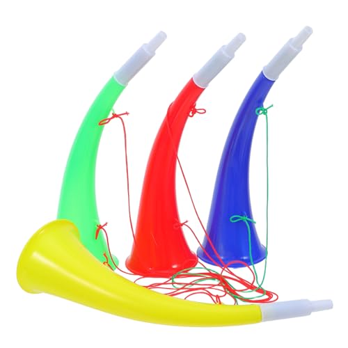 Portable Stadium Horn Noise Makers - 4 Pack with Lanyards