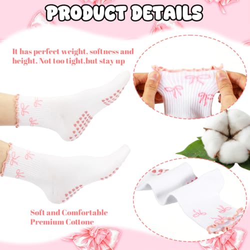 Non-Slip Ruffle Pilates Socks with Grips - 3 Pairs for Women