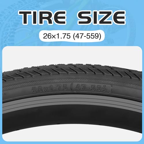 BALINGE 26x1.75 Bicycle Tire Replacement Kit with Tubes & Levers - 1/2 Pack, Black/White Wall, Model 26x1.75 / BK-2