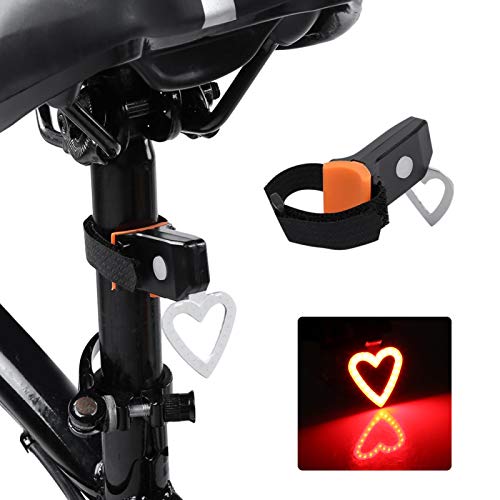 USB Rechargeable Heart-Shaped Bike Tail Light - 5 Modes Waterproof