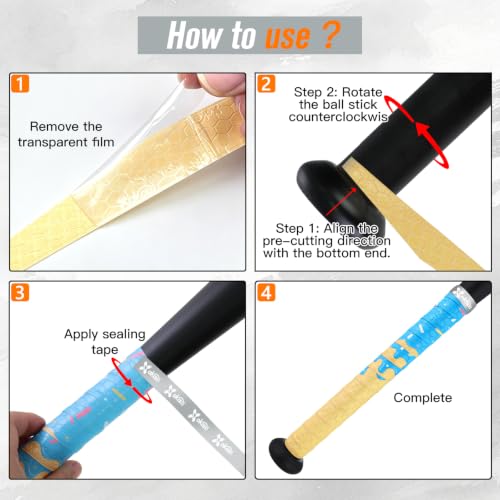 AKAIXI Blue Ice Cream Baseball Bat Grip Tape 1.1mm for Baseball & Softball