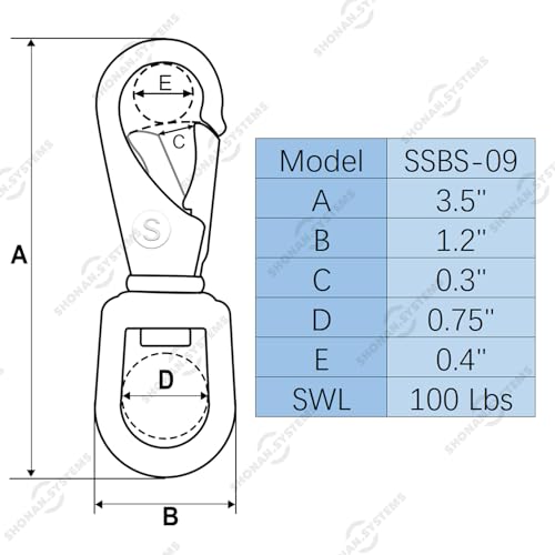 SHONAN 316 Stainless Steel 3.5in Swivel Snap Hooks 4-Pack for Flagpole Rope, Dog Leashes, Boats