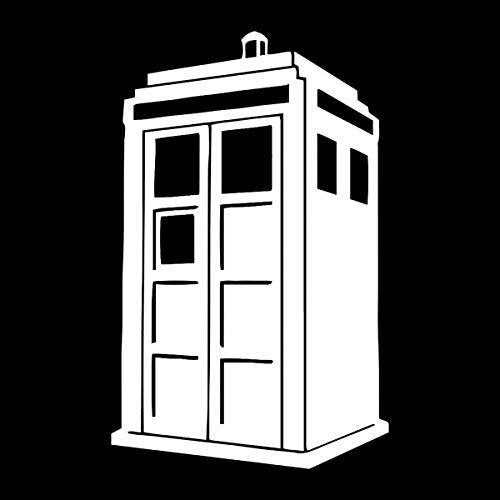 Police Box Silhouette Vinyl Decal - Weatherproof 5" White