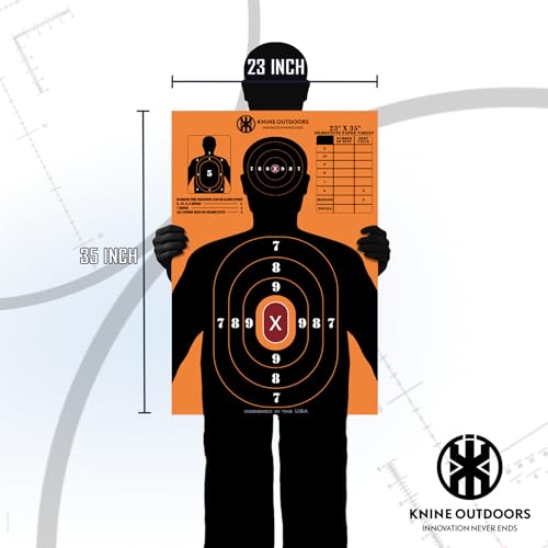 Shooting Paper Targets - 23x35 Inch, 10 Pack Silhouette with Red Bullseye
