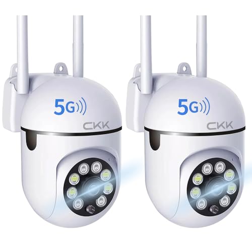 CKK 1080P Security Camera Wireless Outdoor, 2 Pcs 2MP PTZ WiFi Home Camera (2.4G/5G Dual-Band), 360¡Æ Pan/Tilt, Color Night Vision, Motion Alerts, 2-Way Audio, Compatible with Alexa, SD/Cloud Storage