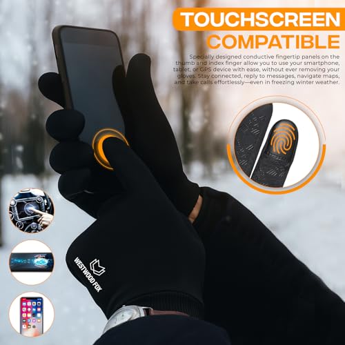 Thermal Winter Gloves - Touchscreen Waterproof Cycling Gloves - Small, Black
