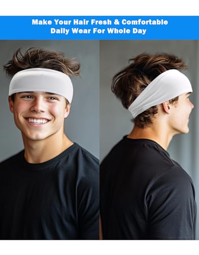 Sweat Wicking Sports Headband for Men & Women - White Pack