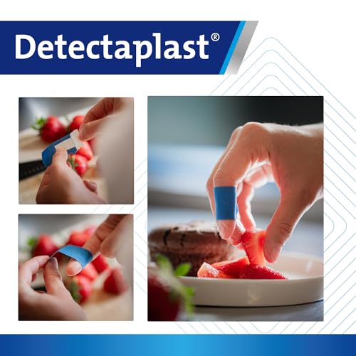 Detectaplast Blue Metal Detectable Flexible Bandaids - 50 pcs, First Aid for Food Handling