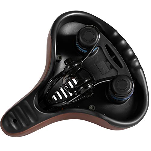 ZHIQIU Comfortable Bicycle Saddle Seat Cushion with Dual Shock Absorbing Ball, Memory Foam - Brown Hollow