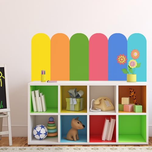 6 Sheets Colorful Arched Wall Decals Watercolor Wall Stickers Peel and Stick Waterproof Wall Murals Kid Room Nursery Decor Walls Art Stickers Home Decor (Colorful)