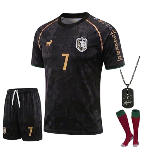Kids Soccer Jersey Uniform Set 4pcs for Boys 7-8 Years, Black - Youth Football Gear