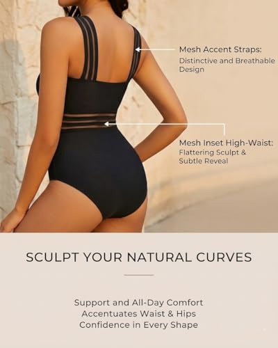 Tempt Me Women's Crisscross One-Piece Swimsuit - Medium Black