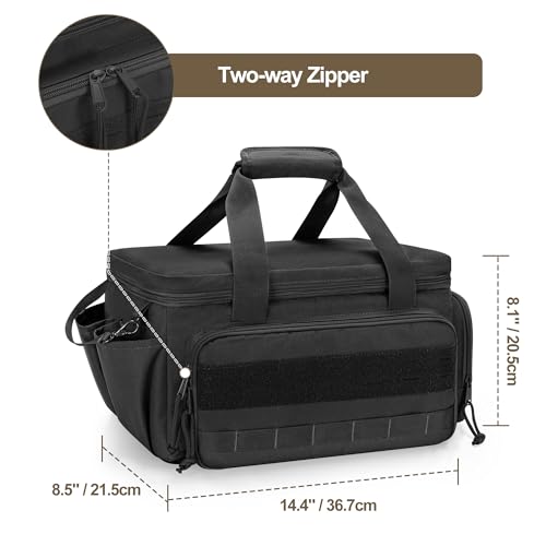 14-Inch Tool Bag with Anti-friction Bottom, Hand Tool Storage Organizer for Men, Tactical Range Bag, Multi-purpose Work Tote for Repairman, Carpenters, Handyman, Black