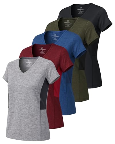 Women's Dry-Fit V-Neck T-Shirt - 5 Pack Activewear (Plus Size)