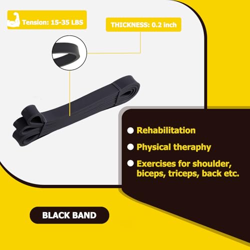 Pull Up Resistance Band - Natural Latex Exercise Band for Strength - Black