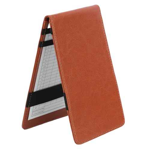 Golf Scorecard Holder - PU Leather Yardage Book Cover, Brown